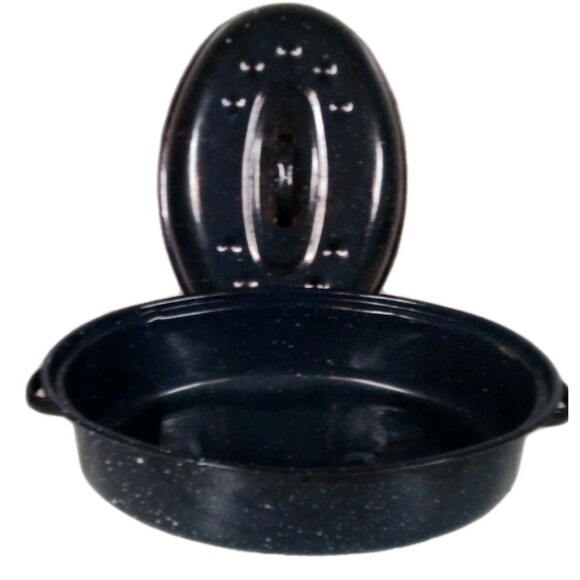 Medium Blue Roaster Pan / Great For All Occasions / Some Wear - Picture 1 of 16